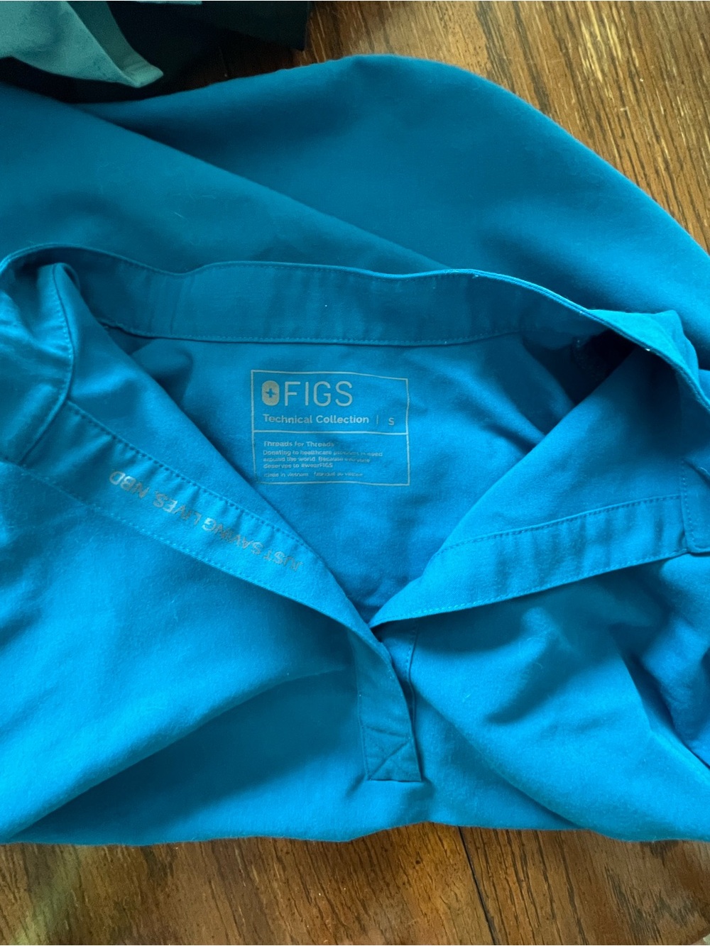 FIGS Teal Polo-Style Scrub Top